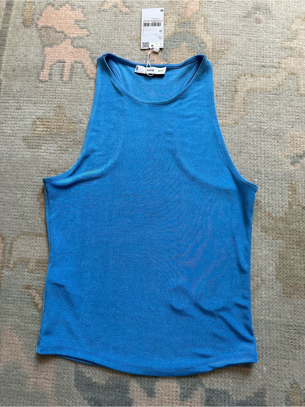 Mango Bright Blue Sleeveless Ribbed Tank